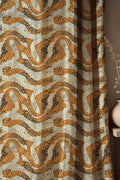 Brown Wave Dot Linen Curtain: Retro Abstract Pattern Drapes, Earthy Boho Geometric Fabric - Image 1