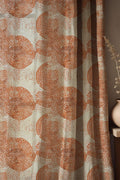 Terracotta Circle Linen Curtain: Modern Abstract Dot Pattern Drapes, Warm Earthy Boho Window Decor - Image 1