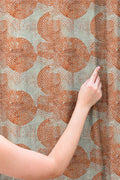 Terracotta Circle Linen Curtain: Modern Abstract Dot Pattern Drapes, Warm Earthy Boho Window Decor - Image 2