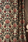 William Morris Linen Curtain: Red Floral Botanical Drapes - Image 1