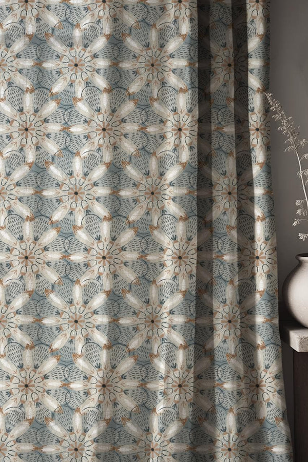 Intricate Geometric Linen Curtains - Star Lattice Linen Drapes - Boho Mandala Window Treatment