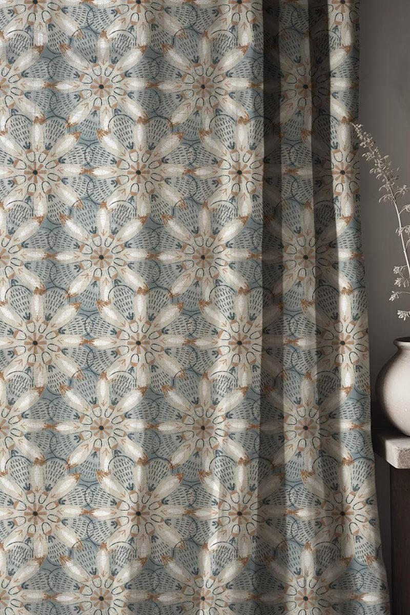Intricate Geometric Linen Curtains - Star Lattice Linen Drapes - Boho Mandala Window Treatment