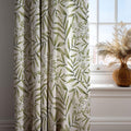 Olive leaf inspired Botanical Curtain: Sage Green Leaf Print Window Panel - Image 1