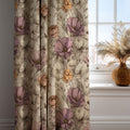 Vintage Peony Curtain: Lavender and Peach Floral Print Window Panel - Image 1