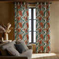 Retro Floral Curtain: Burnt Orange Flower Print Window Panel - Image 2