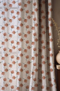 Minimalist Floral Linen Curtains - Repeating Flower Drapes - Rust Brown Abstract Window Treatment - Image 1