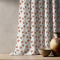 Minimalist Floral Linen Curtains - Repeating Flower Drapes - Rust Brown Abstract Window Treatment - Image 2