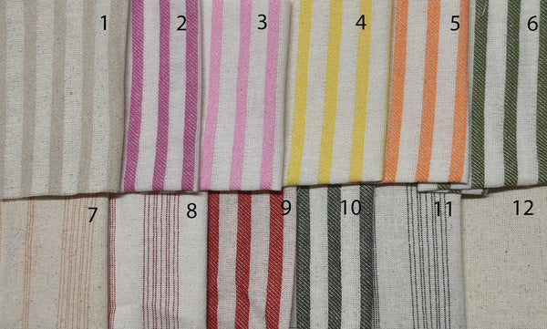 Striped Cotton Linen Chair Cushion with Ties - Farmhouse Decor