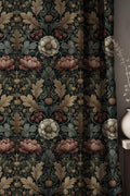 William Morris Linen Curtains - Dark Victorian Floral Linen Drapes - Arts and Crafts Window Treatment - Image 1