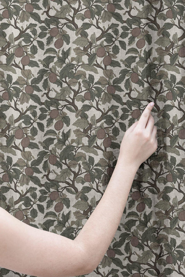 William Morris Style Linen Curtains - Earthy Botanical Linen Drapes - Rustic Orchard Window Treatment