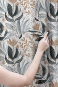 Smokey Floral Linen Curtains - Scandinavian Leaf Drapes - Muted Botanical Window Treatment - Image 2