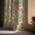 Vintage Botanical Floral Linen Curtain – Pink Peony & Thistle Linen Drape - Image 2