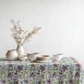 Green Botanical Floral Linen Tablecloth: Watercolor Garden Print, Cotton-Linen Blend - Image 5