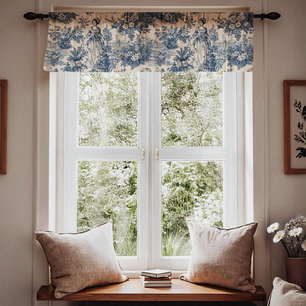 Classic Toile de Jouy Linen Curtains - French Country Drapes - Vintage Pastoral Window Treatment