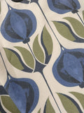 Floral Linen Curtains: Mid-Century Modern Blue & Olive Botanical Drapes - Image 2