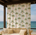 Tropical Palm Linen Curtain – Green Orange Linen Drape - Image 2