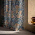 Modern Botanical Leaf Linen Curtain – Teal & Blush Line Art Linen Drape - Image 2