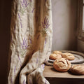 Paris & Lavender Linen Curtain – Eiffel Tower Sketch Linen Drape - Image 1