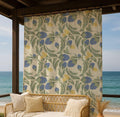Floral Swirl Linen Curtain – Blue Yellow Green Pattern Linen Drape - Image 2