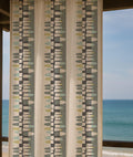 Mid-Century Geometric Linen Curtain – Teal Olive Grey Pattern Linen Drape - Image 1