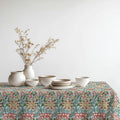 Vintage Botanical Floral Tablecloth: Yellow & Pink Garden Print, Cotton-Linen Blend - Image 2