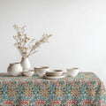 Vintage Botanical Floral Tablecloth: Yellow & Pink Garden Print, Cotton-Linen Blend - Image 4