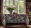 Colorful Folk-Art Floral Tablecloth: Vibrant Botanical Print, Cotton-Linen Blend - Image 3