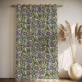 Vintage Botanical Linen Curtain – Floral Print Purple Blue Green Linen Drape - Image 2