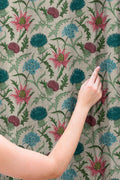 Thistle Flowers Linen Curtain – Vintage Botanical Linen Drape - Image 3