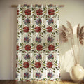 Bohemian Folk Art Linen Curtain – Colorful Botanical Floral Linen Drape - Image 3