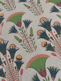 Floral Linen Curtain: Boho Art Deco Green, Blue & Tangerine - Image 3