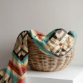 Southwestern Print Linen Curtain - Native Inspired Geometric Diamond Pattern in Earth Tones Linen Drape - Image 3