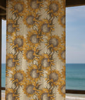 Sunflower Linen Curtain – Vintage Yellow Floral Pattern Linen Drape - Image 1