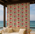 Floral Baroque Linen Curtain – Red Poppy Ornate Botanical Linen Drape - Image 2