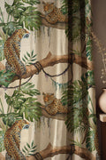 Tropical Leopard Linen Curtain - Jungle Safari Linen Drape - Image 1