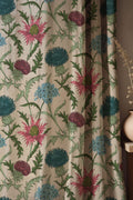 Thistle Flowers Linen Curtain – Vintage Botanical Linen Drape - Image 1