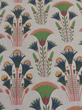 Floral Linen Curtain: Boho Art Deco Green, Blue & Tangerine - Image 2