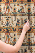 Ancient Egyptian Motif Linen Curtain – Hieroglyphic Print Linen Drape - Image 2