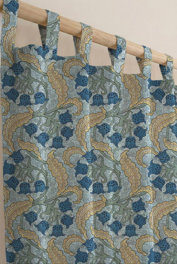 Bluebell Floral Cotton Linen Curtain, William Morris Style Print