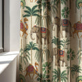 Exotic Elephant and Camel Linen Curtain - Tropical Safari Linen Drape - Image 4