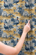 Cotton Linen Blue Rooster Toile Curtain, French Country Drapes, Farmhouse Kitchen Window Panel, Custom Size - Image 4