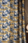 Cotton Linen Blue Rooster Toile Curtain, French Country Drapes, Farmhouse Kitchen Window Panel, Custom Size - Image 2