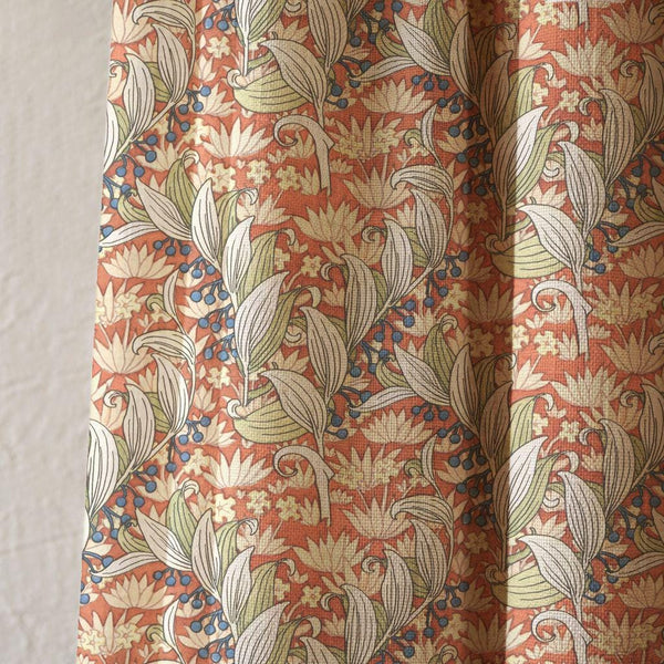 William Morris Style Linen Curtain, Thistle Floral Print, Custom Size