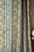 Vintage Floral Stripe Linen Curtain: Cottage Farmhouse Drapes - Image 1