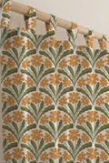 Retro Orange Daisy Curtain, Mid Century Modern Floral Cotton Linen Drapes, Custom Size - Image 2