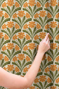 Retro Orange Daisy Curtain, Mid Century Modern Floral Cotton Linen Drapes, Custom Size - Image 3