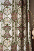 Traditional Floral Medallion Linen Curtain, Iznik Tile Print Drapes, Turkish Tulip Window Panel, Custom Size - Image 2