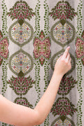 Traditional Floral Medallion Linen Curtain, Iznik Tile Print Drapes, Turkish Tulip Window Panel, Custom Size - Image 3