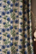 Blue Thistle Linen Curtain, Sea Holly Botanical Print, Custom Size - Image 2