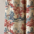 Cotton Linen Red and Blue Toile Curtain, French Country Drapes, Scenic Pastoral Window Panel, Custom Size - Image 3